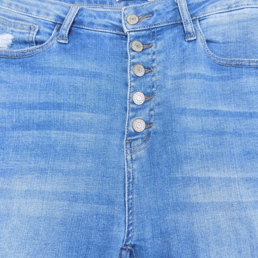 Judy Blue Skinny Jeans High Waisted Button Fly Raw Hem Medium Wash 15/32 JB88279 - Picture 3 of 8
